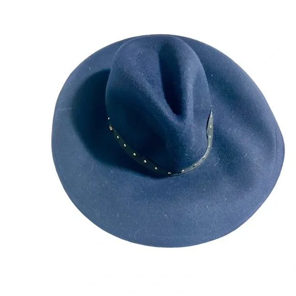 Ted Baker Rosieyy Navy Blue Wool Stud Detail Wide Brim Hat Size S/M NWT - Picture 2 of 8